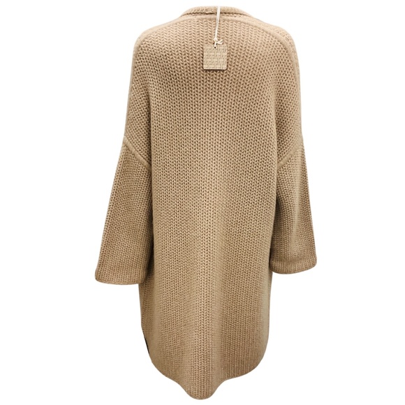 INTERDEE TAUPE CASHMERE KNIT LONG CARDIGAN SWEATER - Picture 3 of 5